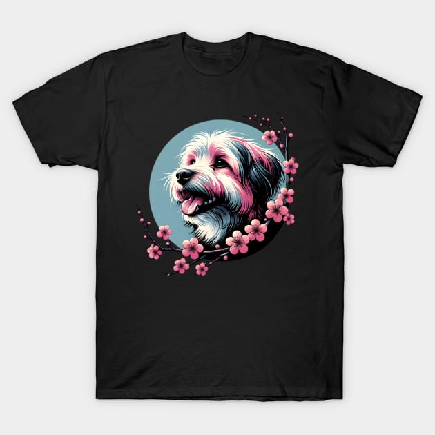 Joyful Lowchen Amidst Spring Cherry Blossoms T-Shirt by ArtRUs